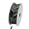 Black leaf-shaped ultrasonic embossed decorative ribbon on spool for floral crafts - 2.5CM X 50M / Dark Gray