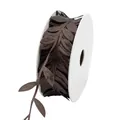 Dark brown leaf-shaped ultrasonic embossed ribbon roll for floral and indoor home decoration - 2.5CM X 50M / Coffee