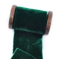 Nastro di velluto verde scuro fatto a mano di alta qualità con bordi sfrangiati per DIY - Stile Verde Scuro (4969) / 4cm x 1m