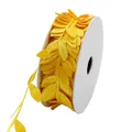Bright yellow leaf embossed ribbon roll for floral decoration and DIY gift wrapping - 2.5CM X 50M / Yellow