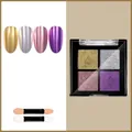 4-color solid mirror powder palette for metallic and laser nail art decoration glitter - Style 01# (Classic Gold Silver Purple)
