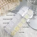 Nail art platte halfronde kralen in de kleuren wit en ivoor - 12 Raster Halfronde Parels