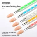 Set of 5 double-ended stainless steel nail art dotting pens with macaron spiral handles - Spiral Dotting Pen (Multiple Count) / 5 Pcs Set