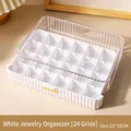 White 24-grid acrylic desktop storage box for jewelry and nail accessories 23x16cm - 24 Grids / White