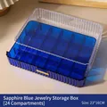 Royal blue acrylic 24-grid jewelry drawer organizer box, 23x16cm desktop storage. - 24 Grids / Sapphire Blue