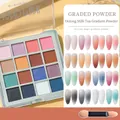 Professional 16-color magic gradient nail powder palette for creative manicure designs - 02# Oolong Milk Tea