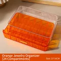Transparent orange acrylic jewelry storage box with 24 individual compartments for desk - 24 Grids / Orange