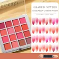 Professional 16-color sweetheart peach gradient solid nail powder palette with sponge brush - 03# Sweet Peach