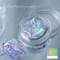 Irregular aurora laser cellophane nail art fragments in a clear jar, variant style 6. - Japanese Laser Style 6#(zqsp0468-01)