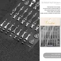 Self-adhesive silver hot-stamping bone and flame 3D relief nail art stickers for Halloween - Silver Hot Stamping Bone (to-2469 Silver)