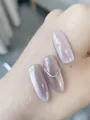 Mauve magnetic cat-eye nail gel with a shimmering pearlescent finish on long oval tips - 01# Satin