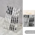 Gothic bone and flame nail art stickers in thin black and white 3D relief finish - Black and White Bone and Flame (to-2498)