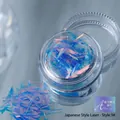 Iridescent aurora laser nail art shards in variant style #9, blue cellophane flakes. - Japanese Laser Style 9#(zqsp0468-01)