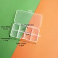 Vista detallada que muestra las dimensiones de la caja de plástico transparente de 6 compartimentos - 8 compartimentos fijos / 12.8x6.5x2.2cm