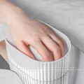 White ribbed acrylic nail soaking bowl for professional manicure - White (N002)