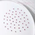 Lot de 50 mini strass en forme de cœur rose pour la décoration d'ongles DIY, dos plat - Rose