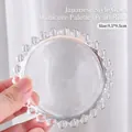 Transparent beaded edge glass manicure palette for nail art and display, 9.5cm - Pearl Edged Round Disc Style (zqgj0121-01)