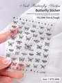 Japanese style black butterfly nail stickers with 5D relief effect for elegant manicure - Thin Black Butterfly (to 2346)