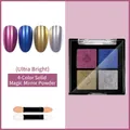 4-color solid chrome nail powder palette with metallic mirror and laser glitter effect - Style 02# (Aurora Blue Purple Gold)