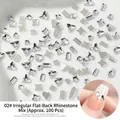 Assortiment nail art steentjes pakket 02# met platte bodem en onregelmatige vormen - Kleine Witte Gemengde Strass-steentjes / 100 Stuks (02#)