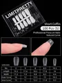 Professional short coffin press-on nail tips, 100 piece set with detailed size chart. - Short T-Shape / 100 Pieces/Size S