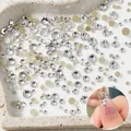 04# Gemengde set platte ronde steentjes en gouden schijfjes voor nagels, 300st - Platte Bodem Ronde Gemengde Strass-steentjes / 300 Stuks (04#)