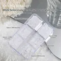 Perle per unghie bianche a dorso piatto da 1,5 mm a 6 mm per decorazioni di nail art - 6 Griglie Bianco Puro Semitonde