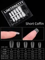 Short trapezoid press-on nail tips size chart with 100pcs set details - Short T-Shape / 100 Pieces/Size L