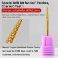 Professional gold tungsten steel nail drill bit with C-coarse teeth for electric file - Tapered Two-Way - C Coarse / Gold