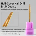 Professional M coarse golden tungsten steel nail drill bit for acrylic nail edge removal - Tapered Two-Way - M Medium / Gold