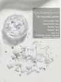 White camellia and bowknot nail art decoration kit with chains and pearls - Flawless White Jade Box