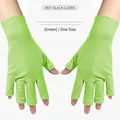 Professional green UV protection fingerless gloves for nail art gel lamp sessions - Green