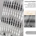 3D relief bone and flame nail stickers in mixed black and white colors for Halloween art - Relief Mixed Color Bone (to-2501)