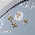 Retro punk style golden metal skull cross nail art charm with sparkling rhinestone inlay - Gold Skull Cross With White Stone (G961) / Single Piece