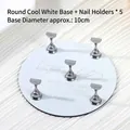 Ronde koud witte magnetische basis met 5 nagelhouders voor display en oefening, 10cm. - Witte Ronde Basis Set (10cm)