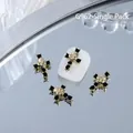 Retro punk style metal skull and cross nail art charms with black rhinestones inlay - Gold Skull Cross With Black Stone (G962) / Single Piece
