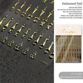 Ultra-thin gold 3D relief nail art stickers featuring vintage bone and flame designs - Gold Hot Stamping Relief (to-2505 Gold)