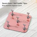 Vierkante roze magnetische basis met 5 zilveren nageltiphouders voor nageltraining - Roze Vierkante Basis Set (8.5cm)