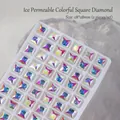 Hochwertige irisierende quadratische K9-Glas-Strasssteine für Nailart Deko, 8x8 mm - Quadratischer Stil / 2er Pack