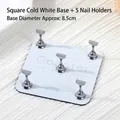 Witte vierkante magnetische nagelstandaard met 5 zilveren houders voor oefen nagels - Witte Vierkante Basis Set (8.5cm)