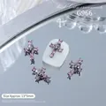 Breloque nail art croix tête de mort en métal argenté punk avec strass roses - Croix de Crâne Argent Avec Pierre Rose (G966) / Pièce unique