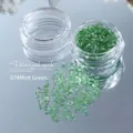 Irregular mint green nail art crushed crystal stones for 3D manicure in clear jar - Mint Green
