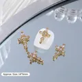 Breloques d'ongles en forme de croix dorée punk G967 avec strass 14x9mm pour ongle - Croix Pierre Carrée Or (G967) / Pièce unique