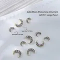 Amuletos de uñas de luna dorada con cristales brillantes para diseños de manicura elegantes. - Estilo Luna Dorada con Diamantes (G978)