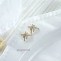 Elegant gold-toned bow-shaped zircon nail art charm with rhinestones, size 12x10mm - Gold Pave Bowknot Style (g407) / 1 Piece (12*10mm)