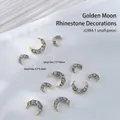 Gouden maan legering nail art bedeltjes met schitterende strass steentjes in twee maten - Gouden Maan Pave Strass Stijl (G984)