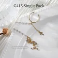 Elegant pearl and rhinestone nail art chain with cross and star charms decoration - Gold Pearl Cross Moon Star Chain (g415) / 1 Piece (15.5mm)