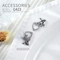 Elegant silver heart-shaped nail art charm featuring winged lock and sparkling zircon stones - Silver Hollow Heart Key Pendant (g423) / 1 Piece (19*10mm)