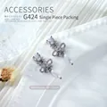 Elegant silver bow nail art charm with sparkling zircon and drop pearl detail, 28x12mm size - Silver Bowknot Pearl Pendant (g424) / 1 Piece (28*12mm)