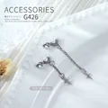 Silver chain nail charm with white pearls and star pendant for manicure decoration - Silver Pearl Cross Star Tassel (g426) / 1 Piece (36*6mm)